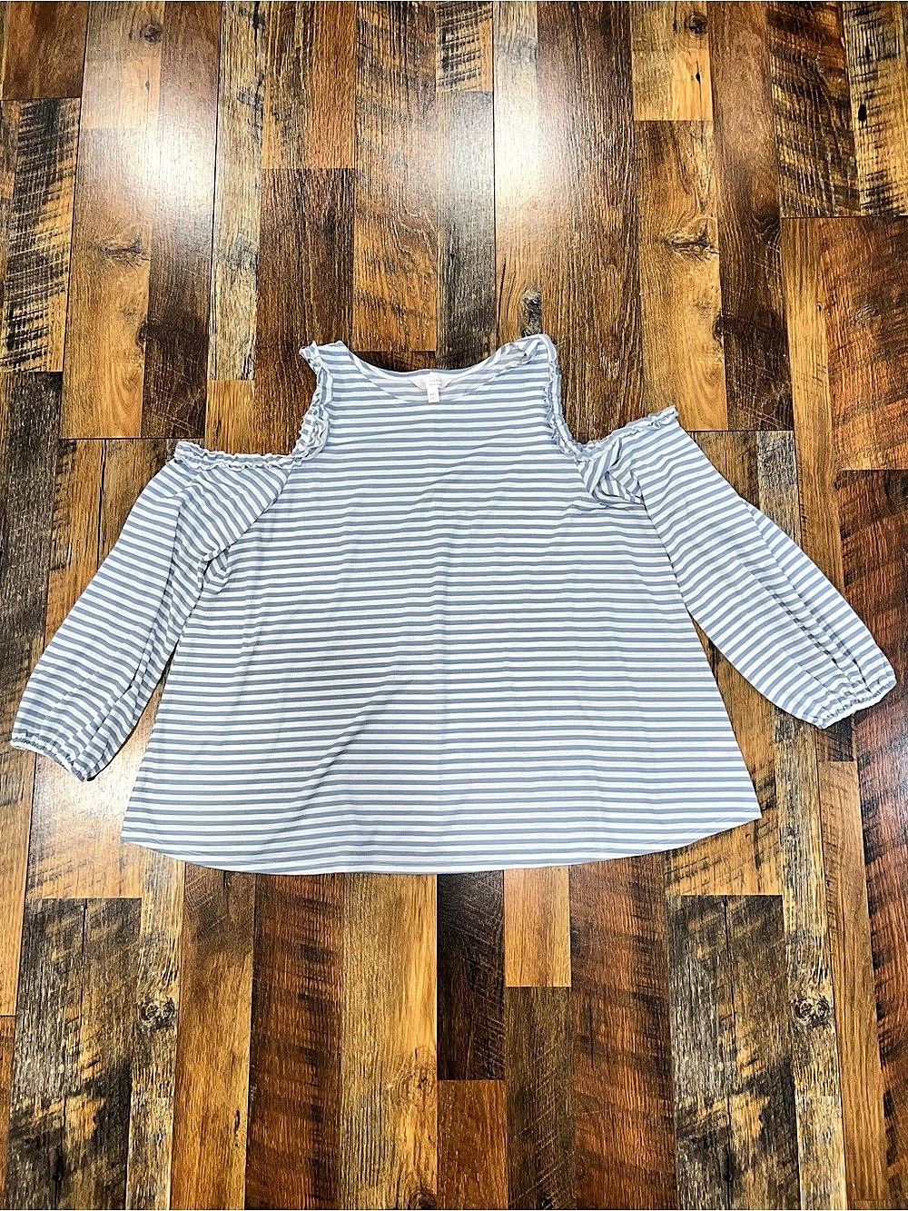 Lauren Conrad Striped Cold Shoulder Top in Blue & White Size XXL